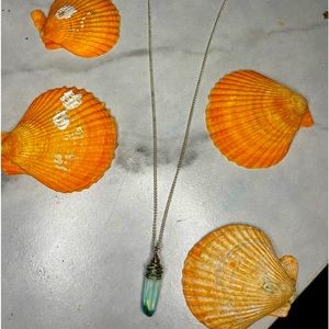 Sterling silver blue aqua aura quartz necklace